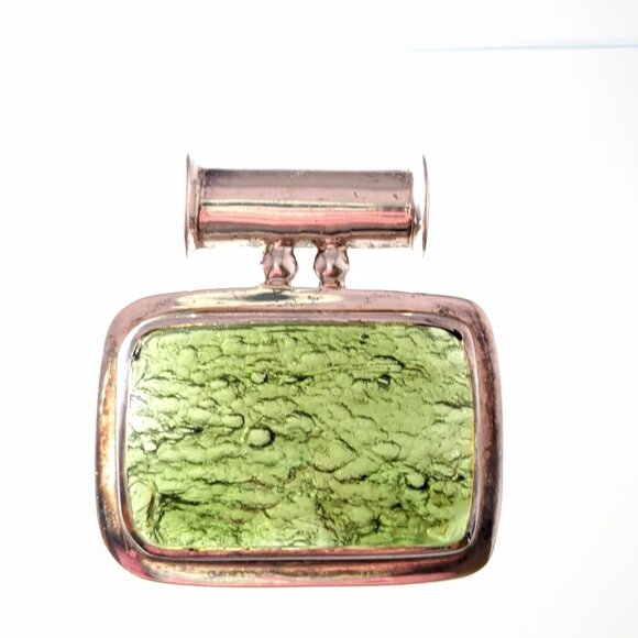 One of a Kind Moldavite & Sterling Silver Pendant With Faceted & Raw Sides - Picture 2 of 13